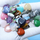 16mm 25pcs Natural Stone Mix Heart Charms Pendants Jewelry Making Earring DIY