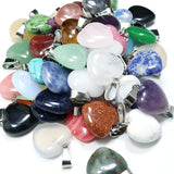 16mm 25pcs Natural Stone Mix Heart Charms Pendants Jewelry Making Earring DIY