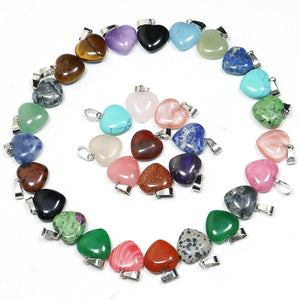 16mm 25pcs Natural Stone Mix Heart Charms Pendants Jewelry Making Earring DIY