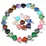 16mm 25pcs Natural Stone Mix Heart Charms Pendants Jewelry Making Earring DIY