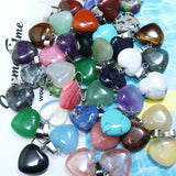 16mm 25pcs Natural Stone Mix Heart Charms Pendants Jewelry Making Earring DIY
