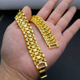 16mm Wide Wristband Chain Bracelet Yellow Classic Jewelry Gift