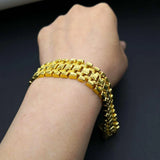 16mm Wide Wristband Chain Bracelet Yellow Classic Jewelry Gift