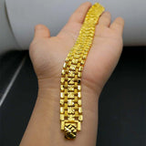 16mm Wide Wristband Chain Bracelet Yellow Classic Jewelry Gift