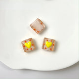 Hand-Painted Love Square Glass Beads DIY Jewelry Material