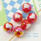 16mm Plated Cream Multicolor Love Beads DIY Material