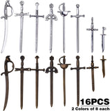 16pcs Alloy Swords Charms for DIY Bookmarks Jewelry Making, 2 Colors