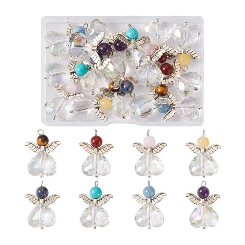16pcs Natural Angel Pendants for Jewelry Making DIY Necklace Decor