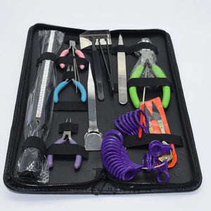 16pcs Jewelry Repair Tool Set Ring Sizer Beading Needles DIY Nippers