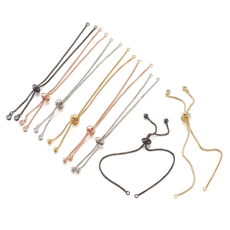 Adjustable Bracelet Chains with Rhinestone Slider for Jewelry Making