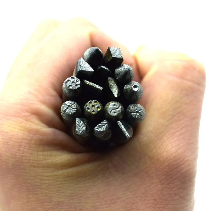 16pcs Flower Punch Stamp Set 4mm DIY Metal Stamping Tool