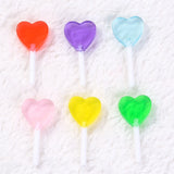 16pcs Heart Shape Glitter Resin Lollipop Charms for DIY Jewelry