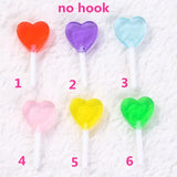 16pcs Heart Shape Glitter Resin Lollipop Charms for DIY Jewelry