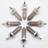 16pcs Natural Stone Green Aventurine Red Hexagonal Column Pendulum Pendant