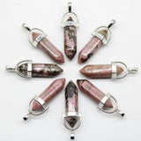 16pcs Natural Stone Green Aventurine Red Hexagonal Column Pendulum Pendant