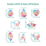 16pcs Stainless Steel Filigree Pendants Butterfly Heart Metal Charms