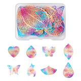 16pcs Stainless Steel Filigree Pendants Butterfly Heart Metal Charms
