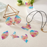 16pcs Stainless Steel Filigree Pendants Butterfly Heart Metal Charms