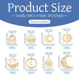 16pcs Sun Moon Stainless Steel Pendants 18K Plated Charms for DIY Jewelry