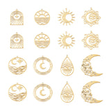 16pcs Sun Moon Stainless Steel Pendants 18K Plated Charms for DIY Jewelry