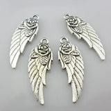 16pcs Tibetan Silver Angel Flower Wings Charms Pendants 11x31mm