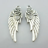 16pcs Tibetan Silver Angel Flower Wings Charms Pendants 11x31mm