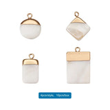 16pcs Electroplate Freshwater Shell Pendants Charms for DIY Jewelry