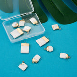 16pcs Electroplate Shell Pendants Flat Round Rectangle Rhombus