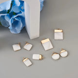16pcs Electroplate Shell Pendants Flat Round Rectangle Rhombus
