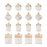16pcs Electroplate Shell Pendants Flat Round Rectangle Rhombus