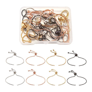16pcs/box Brass Slider Extender Chains for DIY Bracelet Making Accessories