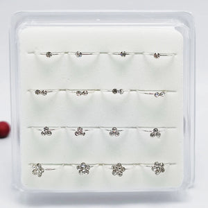 16pcs 925 Silver Nose Hoop Ring Flower Shape Body Jewelry