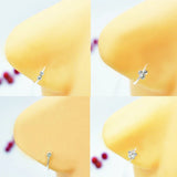 16pcs 925 Silver Nose Hoop Ring Flower Shape Body Jewelry