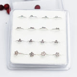 16pcs 925 Silver Nose Hoop Ring Flower Shape Body Jewelry