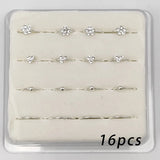 16pcs 925 Sterling Silver Nose Ring 22G Huggie Hoop Piercing Jewelry