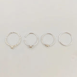 925 Sterling Silver Hoop Nose Ring 22G Huggie Tragus Earring Piercing Jewelry