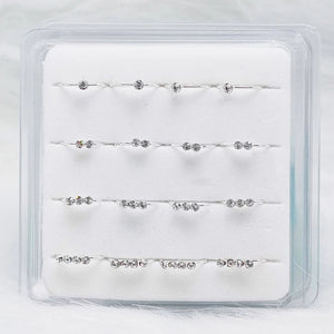 16pcs 925 Silver Nose Rings Hoops Crystal Studs Body Jewelry