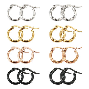 16pcs Titanium Steel Hoop Earrings 4 Sizes Mixed Shapes
