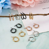 16pcs Titanium Steel Hoop Earrings 4 Sizes Mixed Shapes