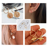 16pcs Titanium Steel Hoop Earrings 4 Sizes Mixed Shapes