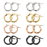 16pcs Titanium Steel Hoop Earrings 4 Sizes Mixed Shapes