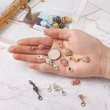 16sets Alloy Rhinestone Magnetic Clasps with Lobster Claw Clasps Heart and Round