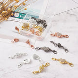 16sets Alloy Rhinestone Magnetic Clasps with Lobster Claw Clasps Heart and Round