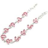 SheCrown Leaf Pink Tourmaline Silver Bracelet 7.0-8.0inch