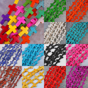 16x12MM Colorful Howlite Loose Beads Cross Strand 15.5 Inch