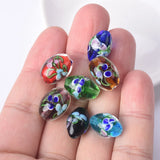 Flower Patterns Lampwork Glass Beads for DIY Jewelry Making