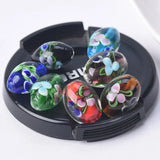 Flower Patterns Lampwork Glass Beads for DIY Jewelry Making