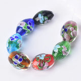 Flower Patterns Lampwork Glass Beads for DIY Jewelry Making