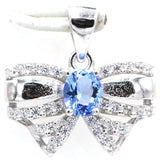 Lovely Bow Emerald Sapphire Tanzanite CZ 925 Silver Pendant