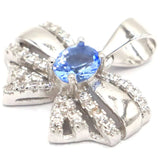 Lovely Bow Emerald Sapphire Tanzanite CZ 925 Silver Pendant